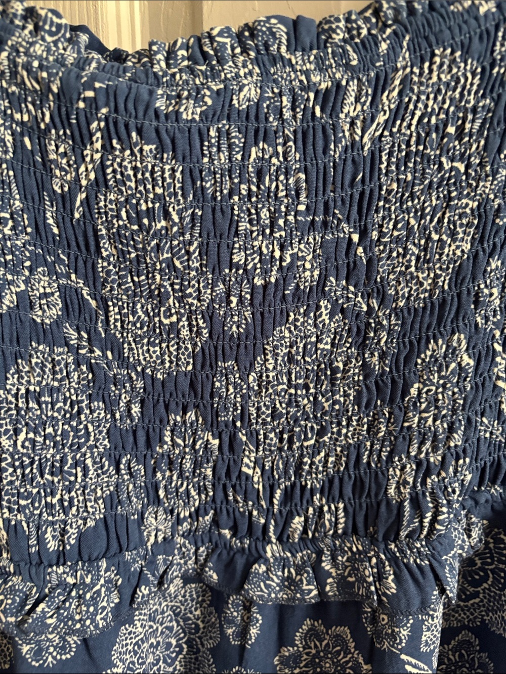 Monteau Blue Floral Smocked Mini Dress - Picture 5 of 6